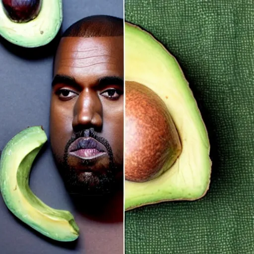 Image similar to avocado that looks like kanye west, kanye west avocado, red carpet photography