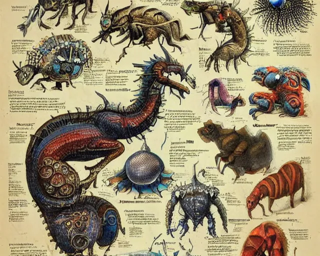 Image similar to bizarre bestiary of microcosmic creatures