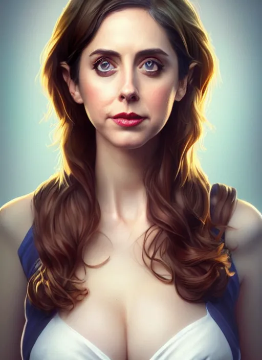 Prompt: full body gorgeous young Alison Brie, realistic character concept, full body pose, autumn, shorter neck, illustration, symmetrical eyes and body, cinematic lighting, detailed realistic symmetrical eyes, artgerm, Joshua Middleton, single face, insanely detailed and intricate, beautiful