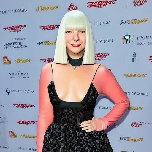 Image similar to Sia Furler red carpet full body