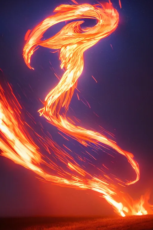 Image similar to swirly fire dancer in the wind by artgem and greg rutkowski, light cone, reimagined by industrial light and magic