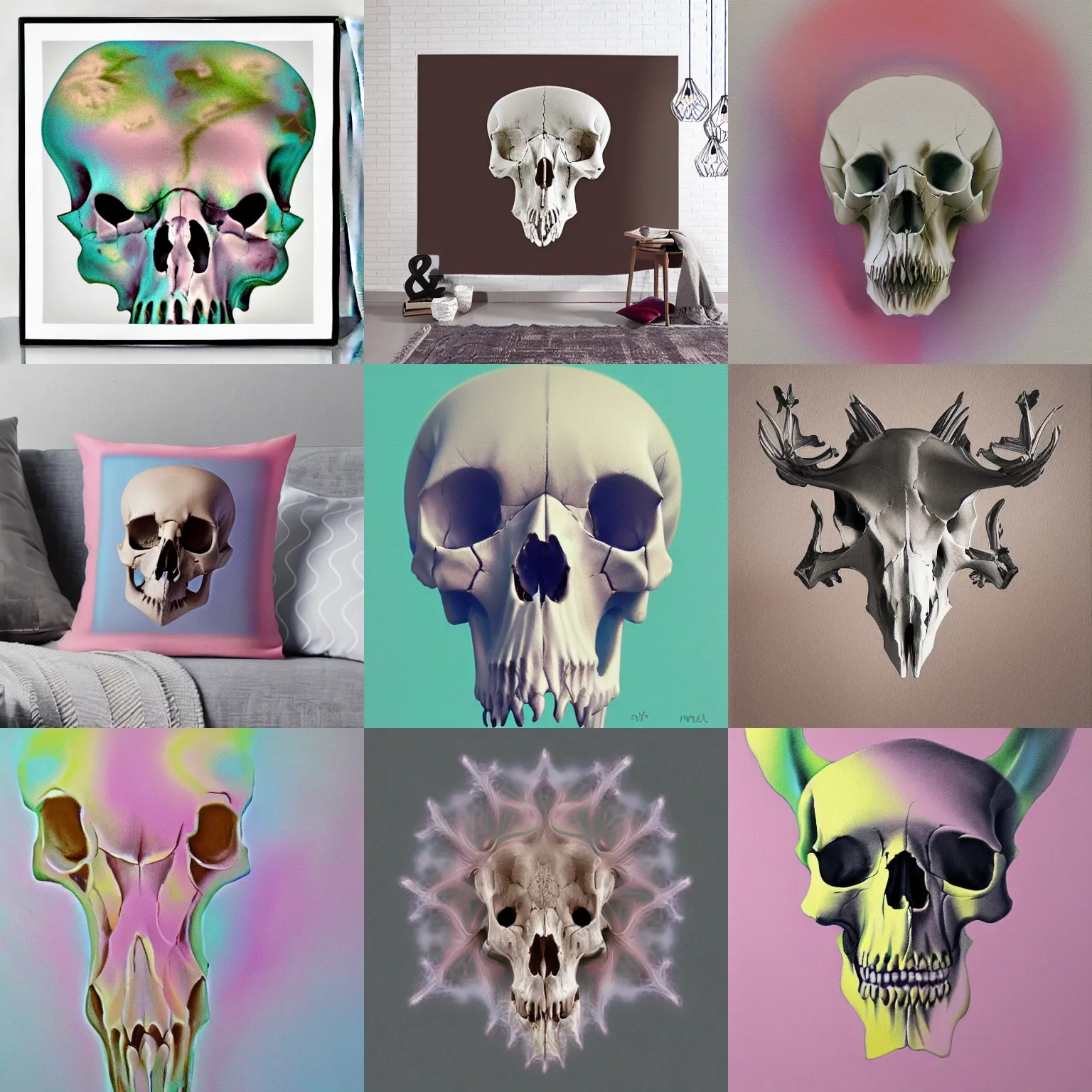 Prompt: fractal animal skull, soft focus, pastel colours
