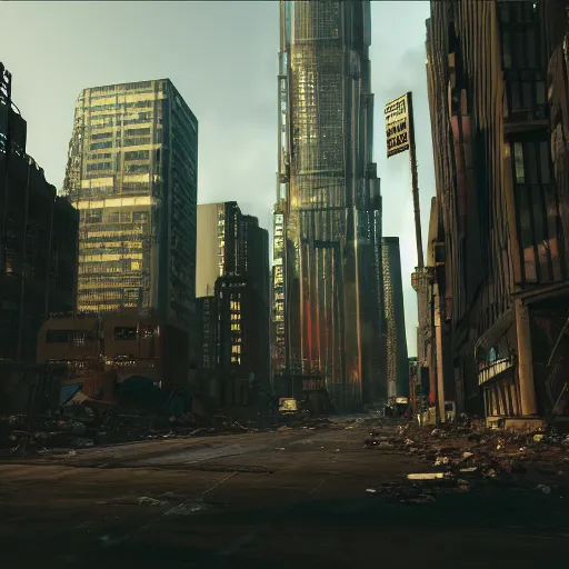 Prompt: photo of new york city as an apocalyptic wasteland, homeless people, cyberpunk style, octane render