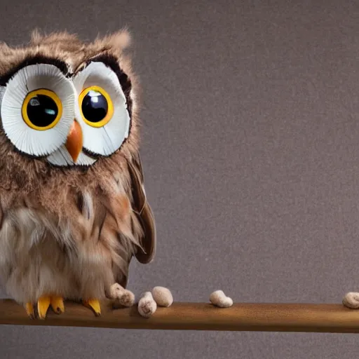 Prompt: studio photograph of an extremely cute imaginary love owl