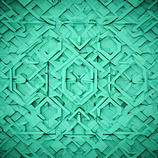 Image similar to 3D render of abstract geometric shapes on a mint background
