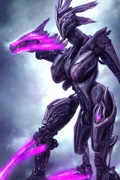 Image similar to maw shot, hyperdetailed realistic elegant beautiful stunning giant robot mecha hot female goddess dragon, sharp spines, sharp metal ears, smooth purple eyes, smooth fuschia skin, smooth silver armor, nebula size, space, epic proportions, epic scale, macro giantess, warframe, destiny, furry, dragon art, goddess art, giantess art, furaffinity, octane