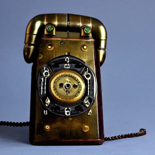 Prompt: an extremely complex and advanced steampunk cellphone from the 1920s