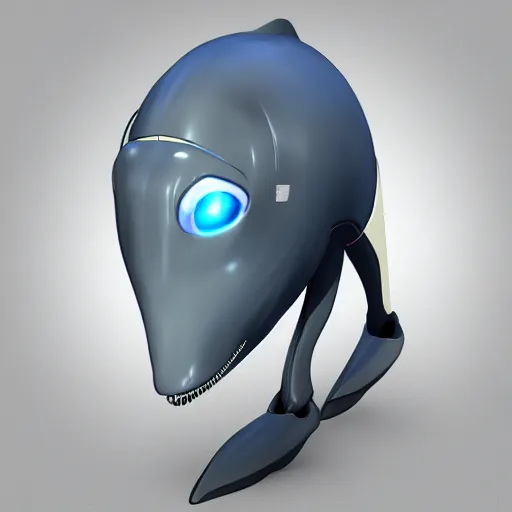 Prompt: robotic dolphin headshot profile picture, side profile shot, commission on furaffinity, unreal engine