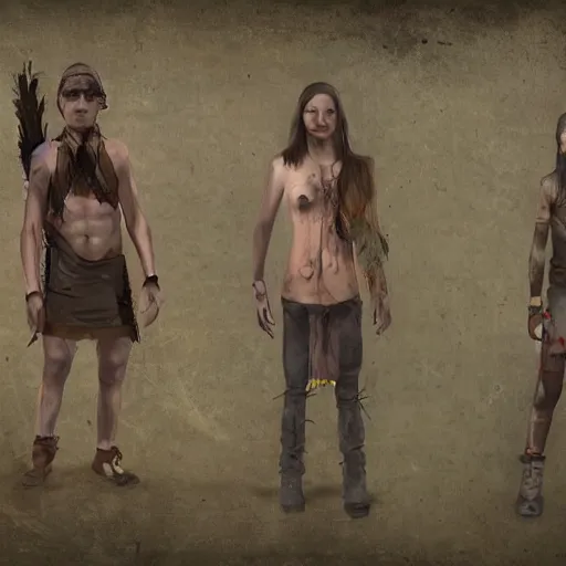 Prompt: post - apocalyptic tribe people