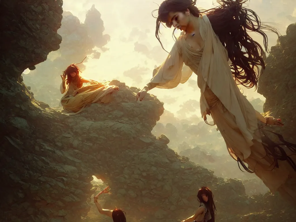 Prompt: A giant levitating stone, sharp focus, illustration, highly detailed, digital painting, concept art, matte, art by WLOP and Artgerm and Greg Rutkowski and Alphonse Mucha, masterpiece