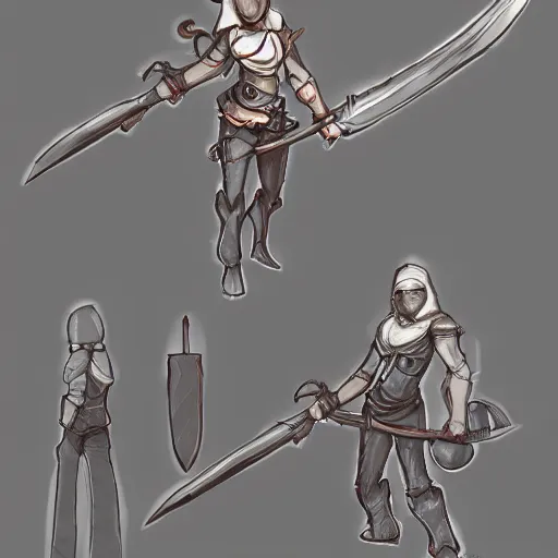 Prompt: a very small character wielding a comically large weapon, sketch concept art trending on artstation