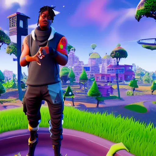 Prompt: Juice WRLD in Fortnite very detailed 4K quality super realistic