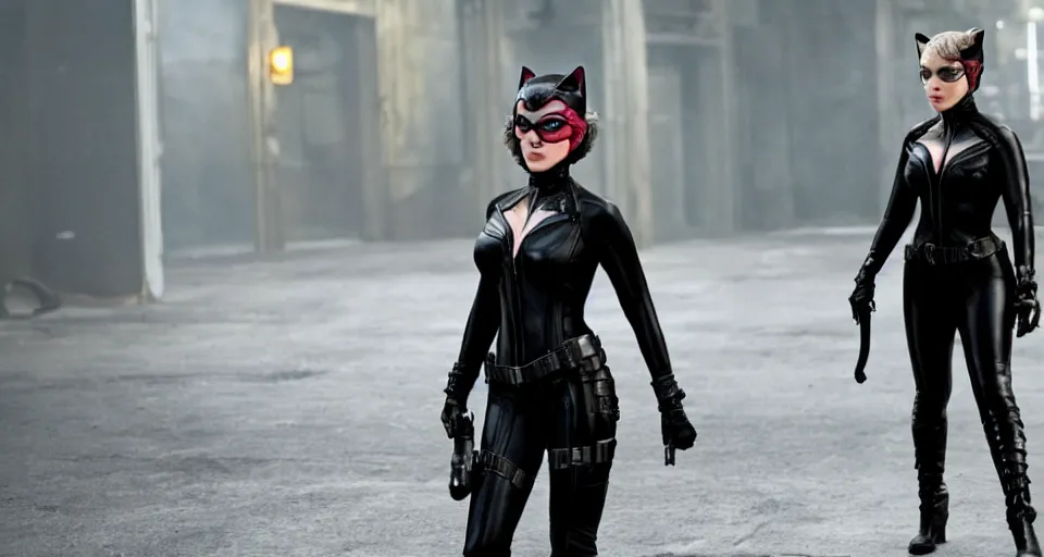 Image similar to scarlett johansson as catwoman, still from the movie