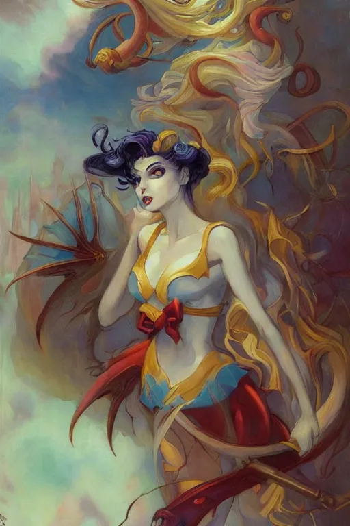 Image similar to Sailor Moon by Peter Mohrbacher in the style of Gaston Bussière, Art Nouveau