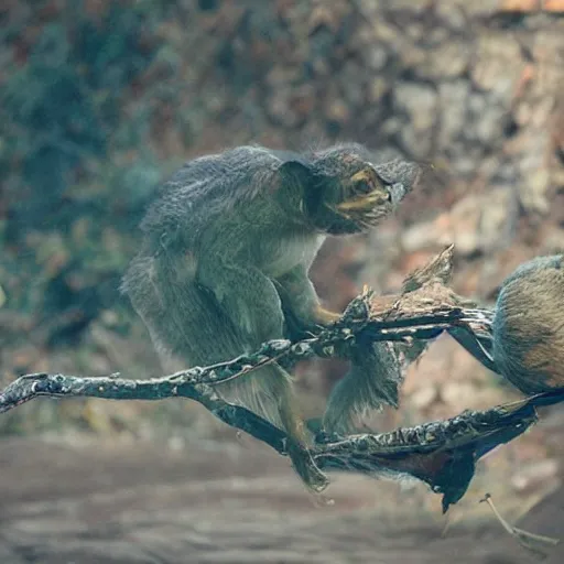 Prompt: a bird that looks like a monkey, surreal, animal photography, uhd,