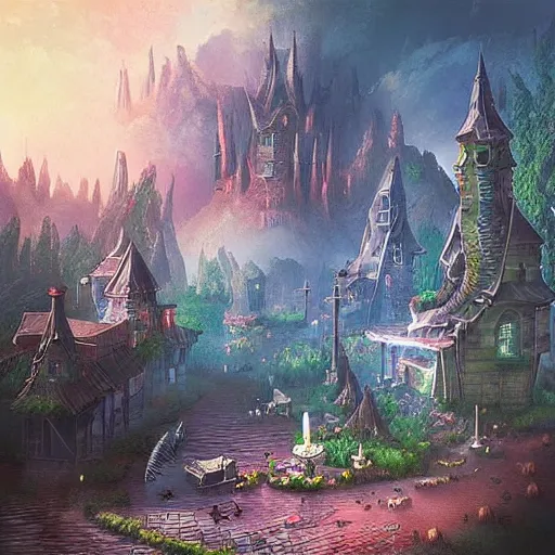 Prompt: “fantasy town by luka mivsek”