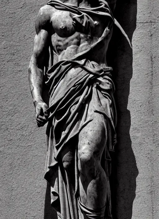 Image similar to black, grey, red, purple, gritty, greco roman sculpture, dark, thin lines