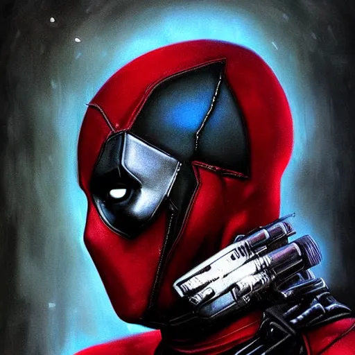 Prompt: dream portrait of Deadpool, cameras, melting ,8k,by tristan eaton,Stanley Artgermm,Tom Bagshaw,Greg Rutkowski,Carne Griffiths, Ayami Kojima, Beksinski, Giger,trending on DeviantArt,face enhance,hyper detailed,minimalist,cybernetic, android, blade runner,full of colour W 1024