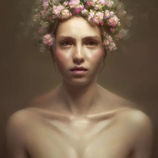 Prompt: a floral human, self - portrait!!!!, beautiful photorealistic imagery, soft lighting, soft atmosphere, 4 k, 8 k, trending on artstation, cgsociety contest winner, illustrated by greg rutkowski and shot by jimmy nelson