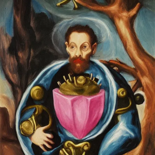 Image similar to A bubblegum adventurecore oil painting by El Greco featuring Bearbots