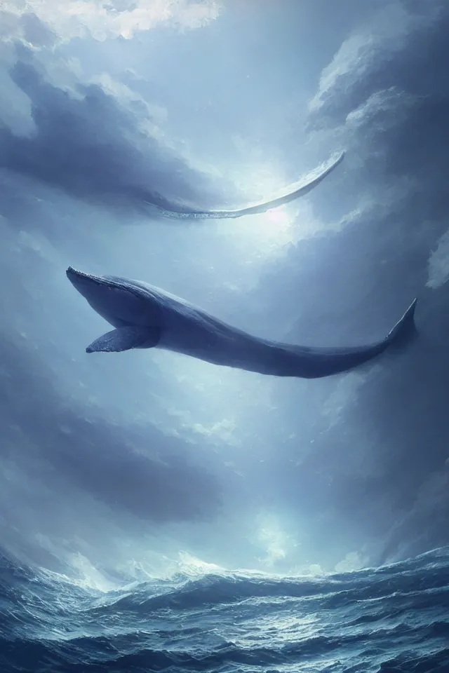 Prompt: a concept scene illustration depicting a blue whale at the bottom of the azure sea, with a crystal texture and a dreamy atmosphere ， super wide angle ， matte painting ， rtx on ， by ivan aivazovsky ， trending on cgsociety and artstation ，
