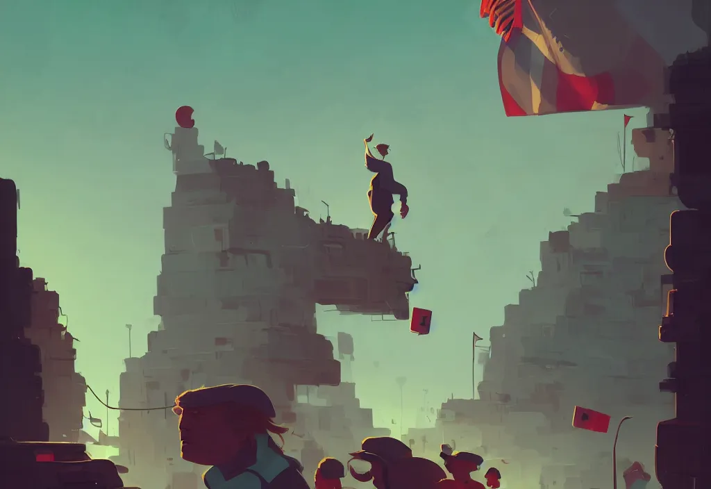 Prompt: donald trump cancel his elections and goes to mexica, presidental elections candidates, cnn, fox news, fantasy, by atey ghailan, by greg rutkowski, by greg tocchini, by james gilleard, by joe gb fenton, dynamic lighting, gradient light green, brown, blonde cream, salad and white colors in scheme, grunge aesthetic