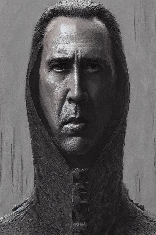 Image similar to Nicholas Cage Sith Lord, star wars, dark fantasy, intricate, highly detailed, smooth, artstation, painted by Wayne Barlowe, Greg Rutkowski, zdislav beksinski, Francis Bacon