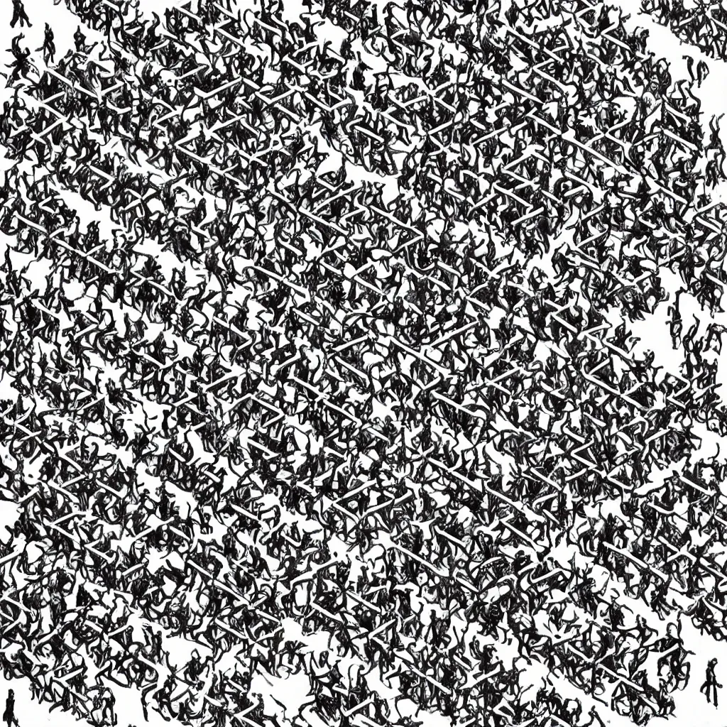 Image similar to very large mouse army on the march. m c escher