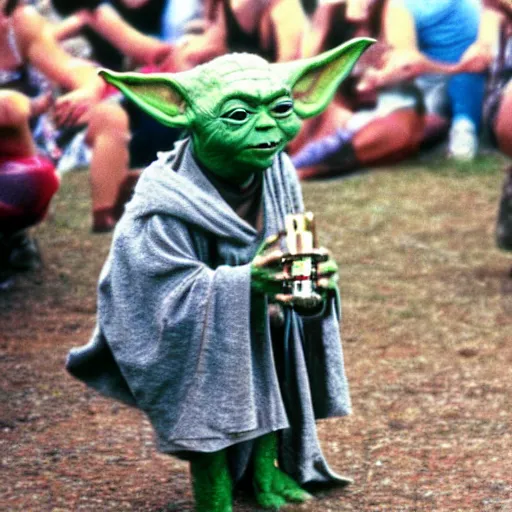 Image similar to yoda performing at woodstock