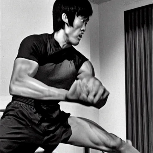 Image similar to bruce lee using iphone in 2 0 2 2