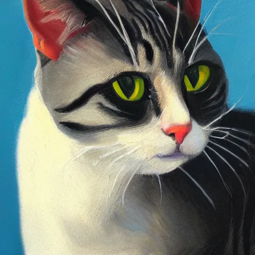 Image similar to portrait of a cat, oil paining