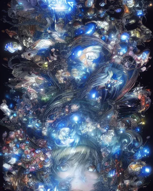 Image similar to Immensity fills me with light by Yoshitaka Amano 4k hyper detailed trending on artstation