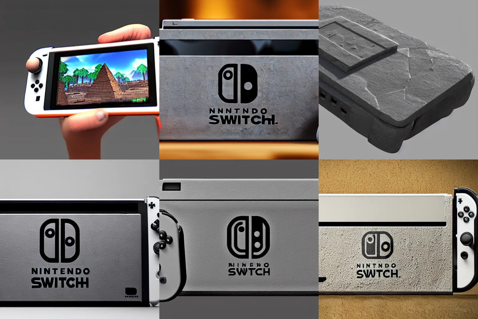 Prompt: a 3 d render of nintendo switch made of stone in the ancient egypt style, 3 d render, unreal engine 5, very realistic, 4 k textures