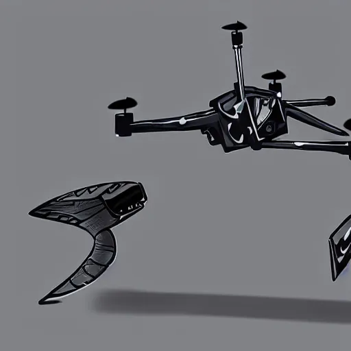 Prompt: Quadrocopter flying nike sneakers, product concept art, detailed