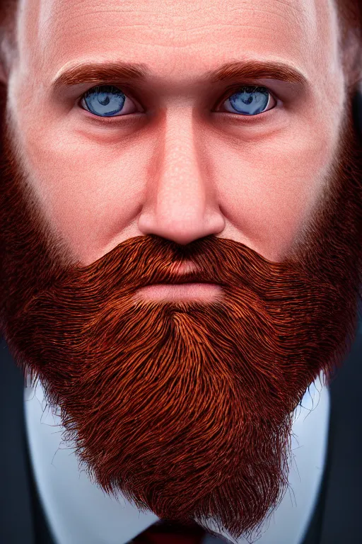 Prompt: face icon stylized minimalist portrait of a respectable dignified 3 0 ish pentecostal preacher with kind eyes and red beard and hair, serge birault, global illumination