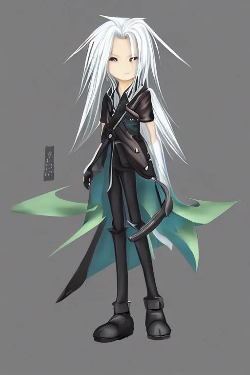 Image similar to super cute Sephiroth, shin min jeong, trending on artstation