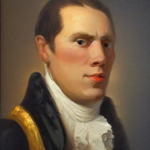 Image similar to An 18th century oil painting of Jerma985, portrait of Jerma985, grainy, realistic, very realistic, hyperrealistic, highly detailed, very detailed, extremely detailed, very neat, very epic, very cool, detailed, trending on artstation