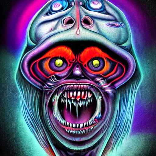 Image similar to a monster that looks like brian redban, airbrush art, shamanic horror lsd art, by basuki abdullah