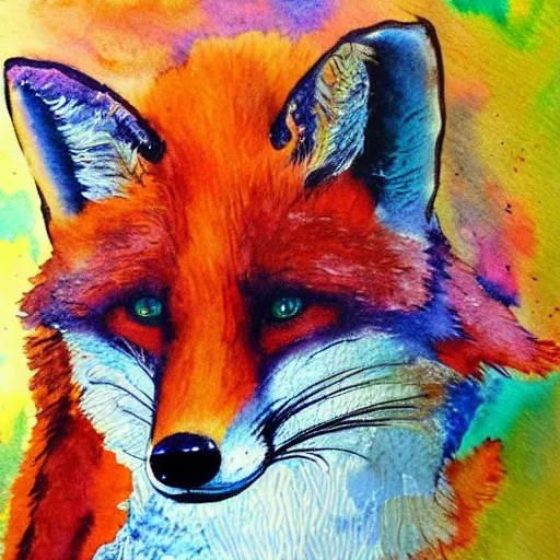 Prompt: fox, watercolor, psychedelic