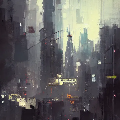 Image similar to Gotham, painted by Ismail Inceoglu, detailed brushstrokes