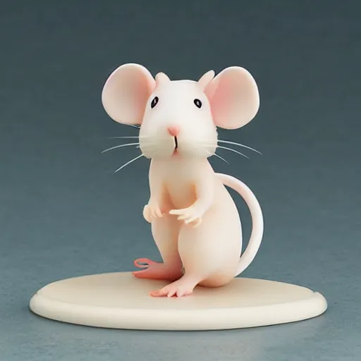 Prompt: cute rat staring at anime girl figurine