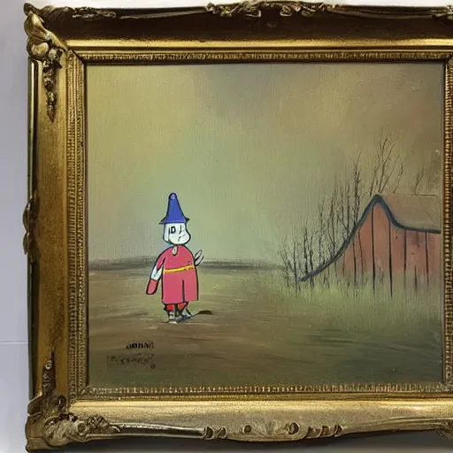 Image similar to moomin, oil painting, met collection, vintage comic