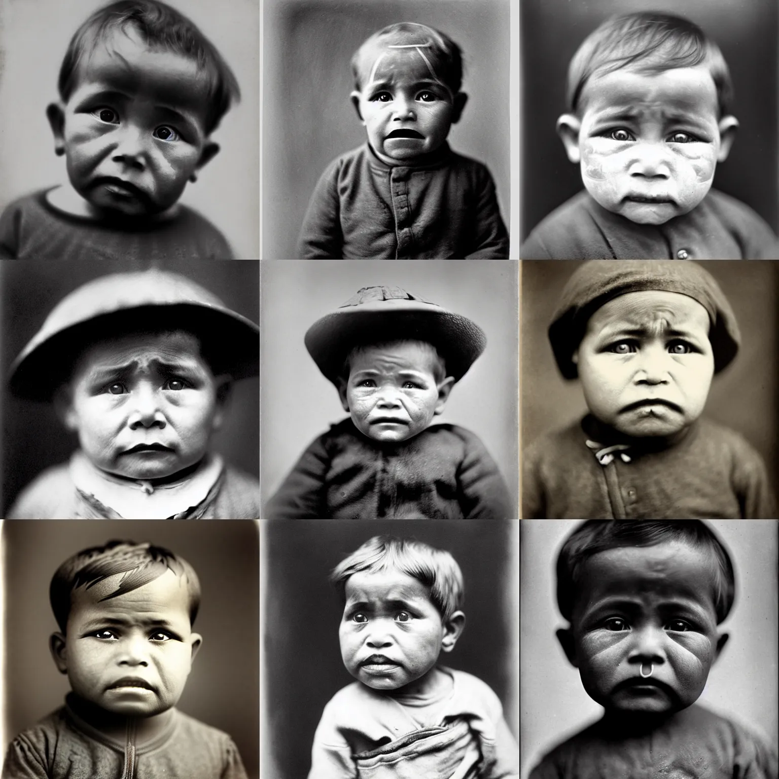 Prompt: facial portrait of a 1 year old boy, 1 9 0 5, photographed by stephen mccurry, national geographic