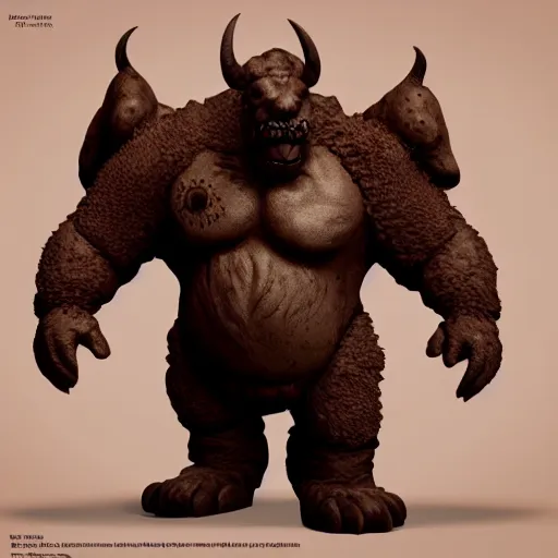 Prompt: winnie the poo demon. eldenring boss, zbrush, arnold render, unrealengine 5, dark souls, horror, extremely detailed