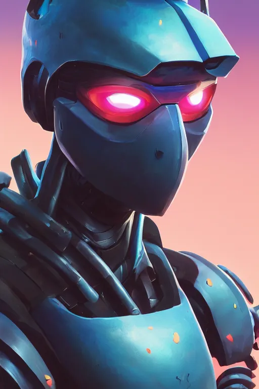 Image similar to epic mask helmet robot ninja portrait stylized as fornite style game design fanart by concept artist gervasio canda, behance hd by jesper ejsing, by rhads, makoto shinkai and lois van baarle, ilya kuvshinov, rossdraws global illumination radiating a glowing aura global illumination ray tracing hdr render in unreal engine 5