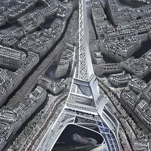 Prompt: eiffel tower designed by zaha hadid