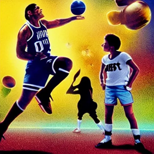 Image similar to a film poster of space jam with maradona, photorealistic film grain,