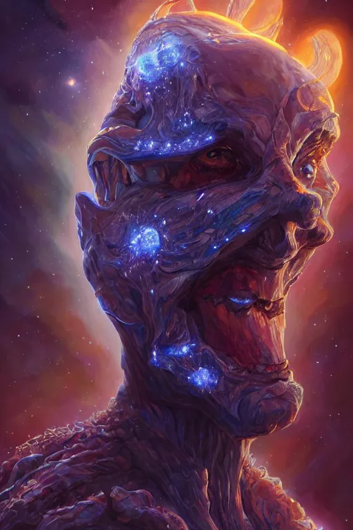 Prompt: beautiful oil painting with high detail of a wise space ent ( ( ( sobbing ) ) ) made of stars and plasma, hybrid from dungeons and dragons and art direction by james cameron ; by artgerm ; wayne reynolds art station ; cinematic quality character render ; low angle ; ultra high quality model ; production quality cinema model