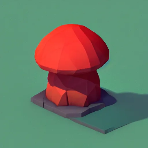 Image similar to a cute little matte low poly isometric mushroom, lat lighting, soft shadows, trending on artstation, 3d render, monument valley, fez video game,