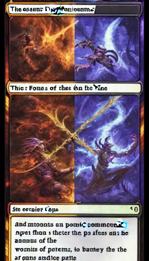 Prompt: the two complementary forces that make up all aspects and phenomena of life, from Magic the gathering